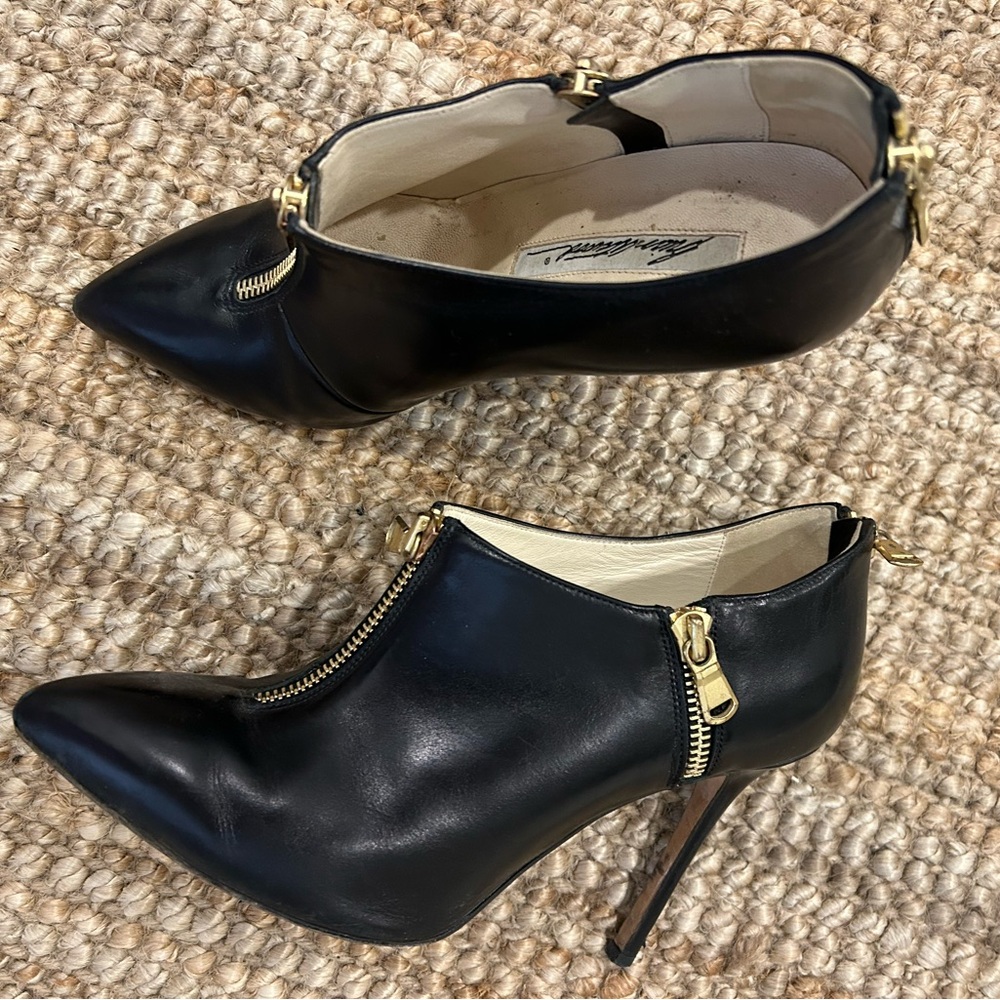 Brian Atwood Black Heels with Gold Zippers